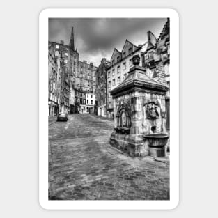 Grassmarket, Victoria Street, Edinburgh, Scotland, Black And White Sticker